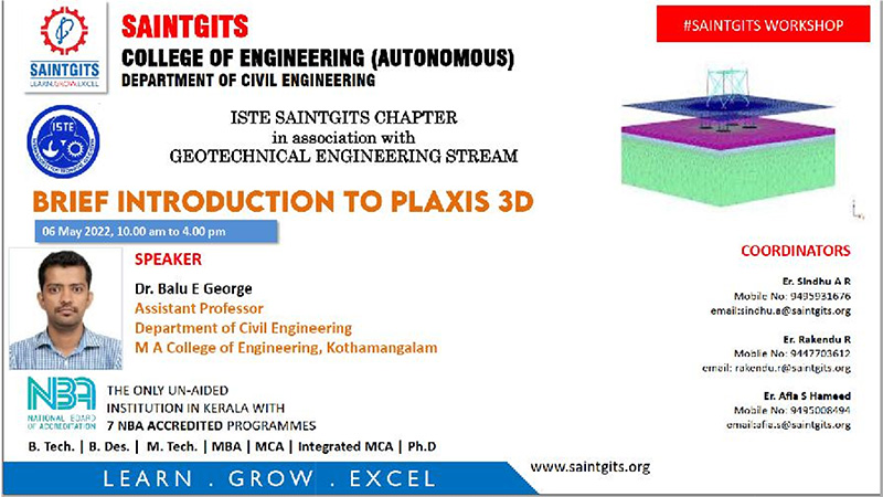 ONE DAY WORKSHOP ON BRIEF INTRODUCTION TO PLAXIS 3D